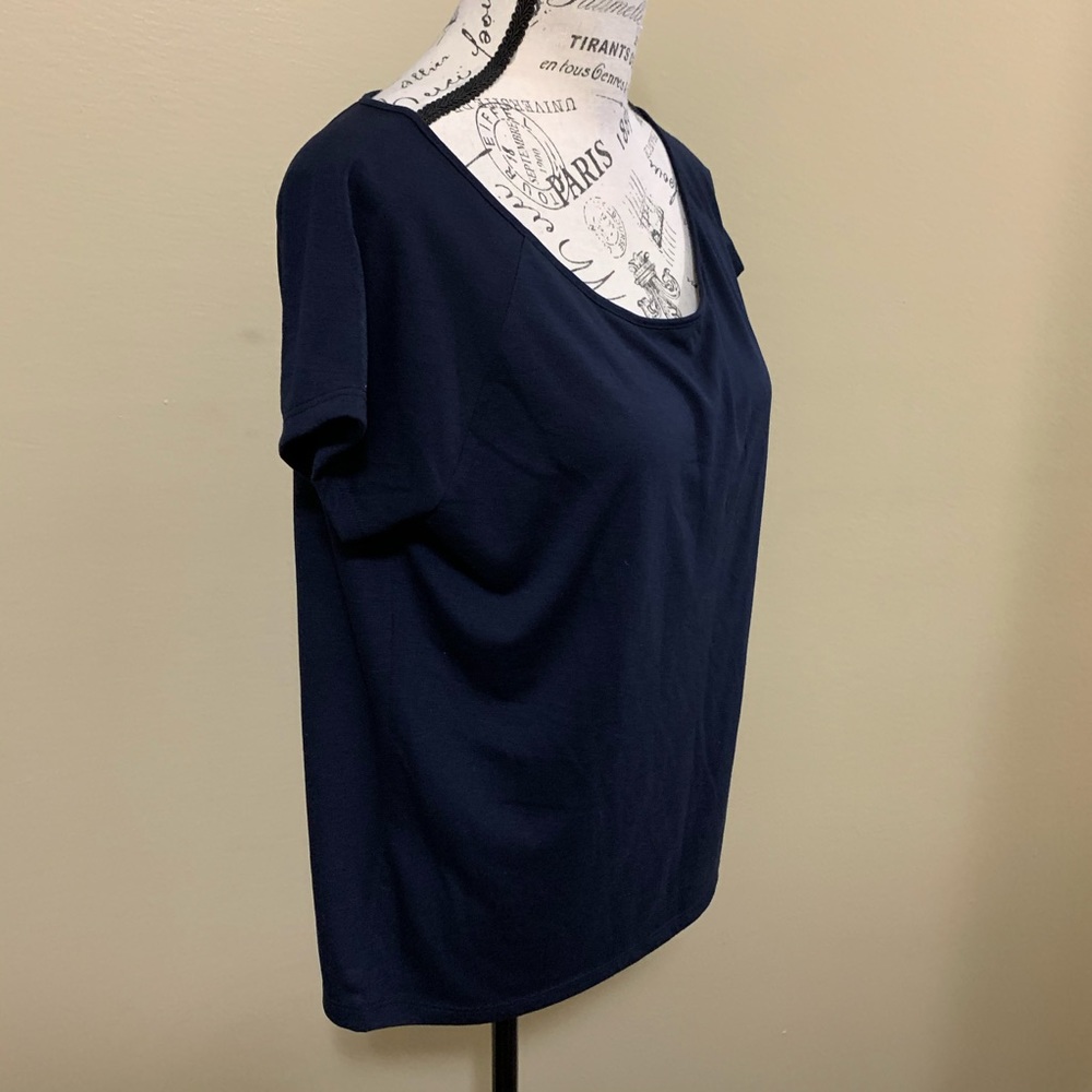Chaps Navy Blue Short Sleeve Large Top - Picture 5 of 11